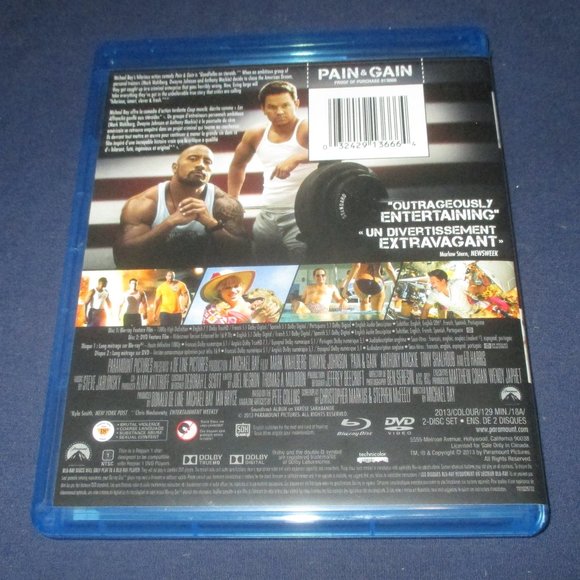 Pain & Gain (Blu-ray Disc/DVD, 2013, 2-Disc Set, Canadian) w/ slip cover - Picture 5 of 5